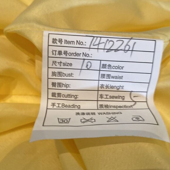 Women’s Yellow Chiffon Full Length Bridesmaid Prom Dress Corset Back Size 10 - Picture 8 of 11